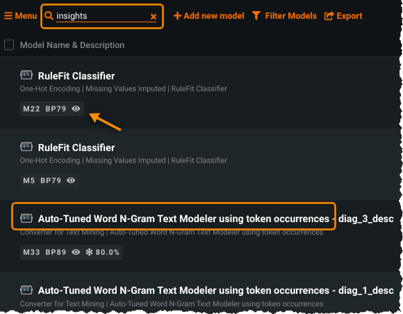 Select text-enabled model
